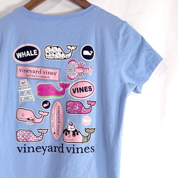 Vineyard Vines Other - Vineyard Vines T-Shirt Light Blue Kids Large 16 Short Sleeve Pocket Sticker Back